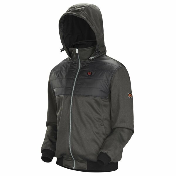 Pioneer Heated Fleece Hoodie Jacket w/ Detachable Hood, Charcoal, S V3210440U-S